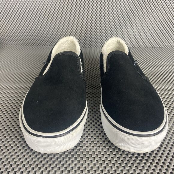 Vans Asher Slip On Shoes Womens Size 7 Black Suede Sherpa Lined Casual - Picture 6 of 14